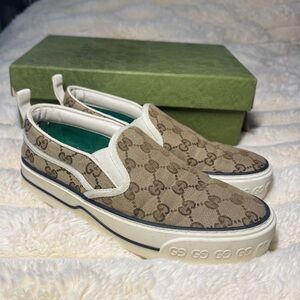 Gucci Tennis 1977 Monogram Slip-on Canvas Sneakers Size 38 / 8 Women’s